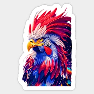 A rooster in the shape of an American eagle Sticker